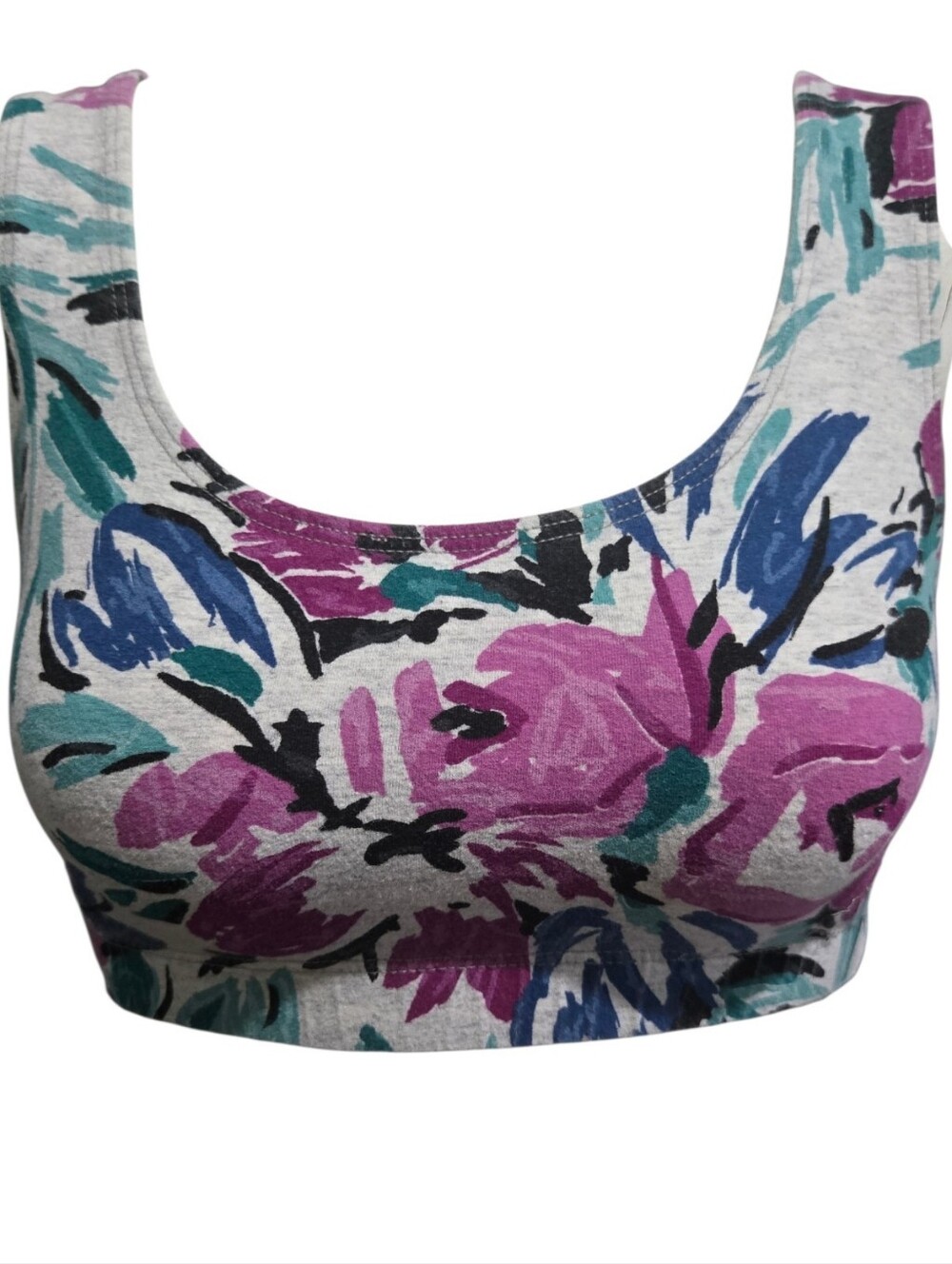 Vintage LA Movers Floral Crop Top/Sports Bra Open Back Y2K M